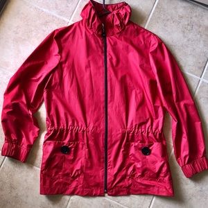 Red Allison Daley Nylon Rain Jacket Windbreaker